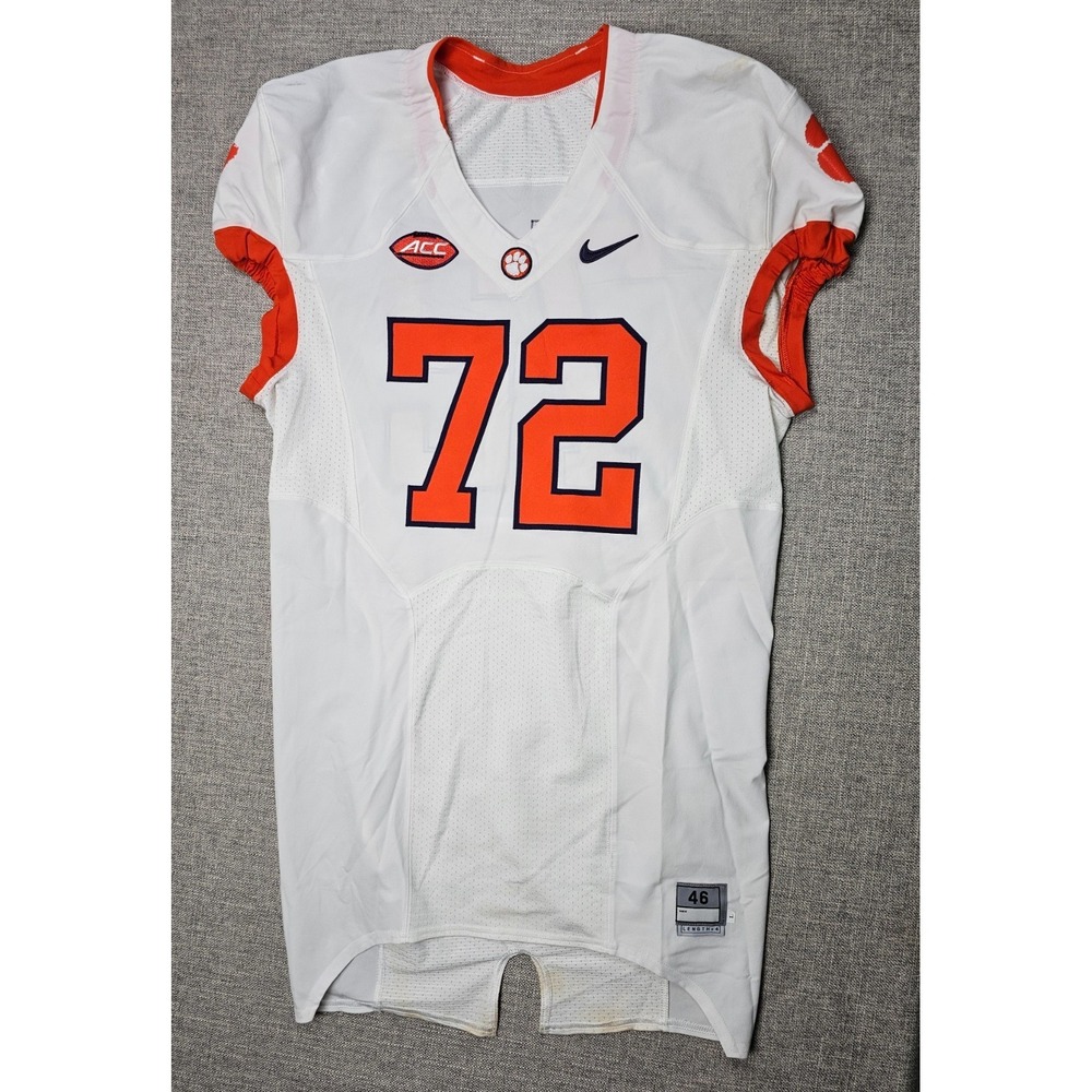 Clemson Tigers Football Jersey Mens 46 L White Game Worn Team Issued Nike #72